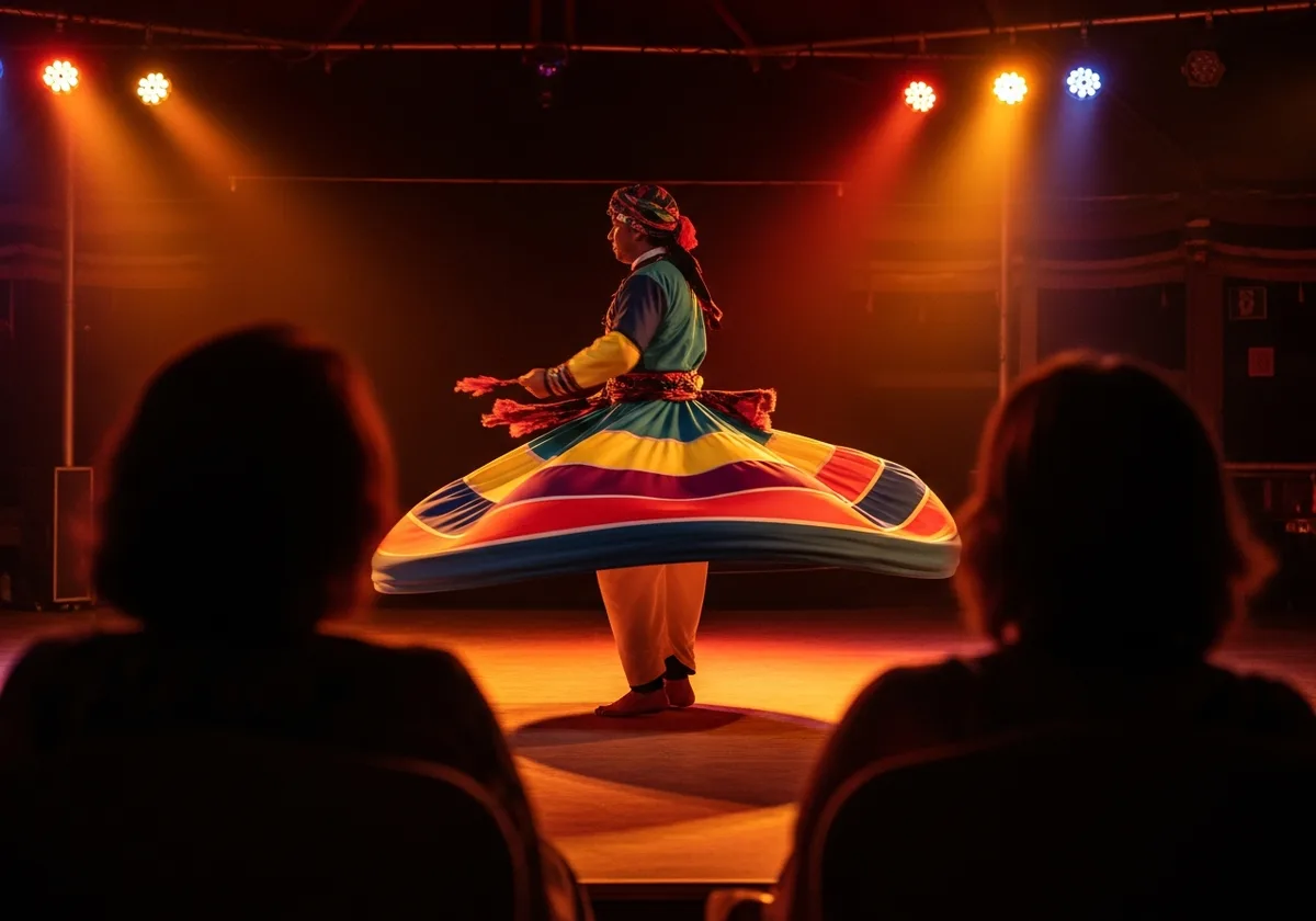 Tanura dance entertainment at the private camp