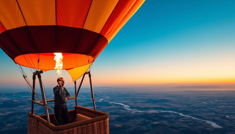 Do you sit or stand in a hot air balloon?